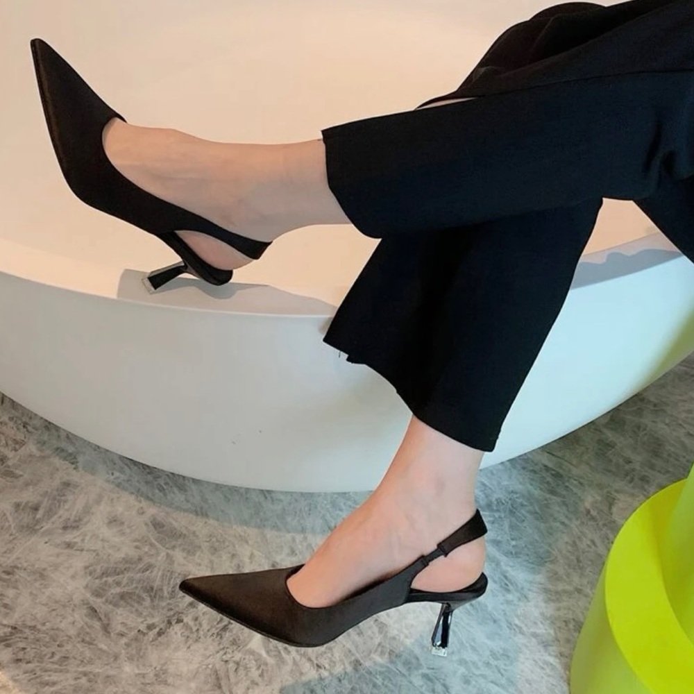 Nina Slingback Satin Pointed Small Heels